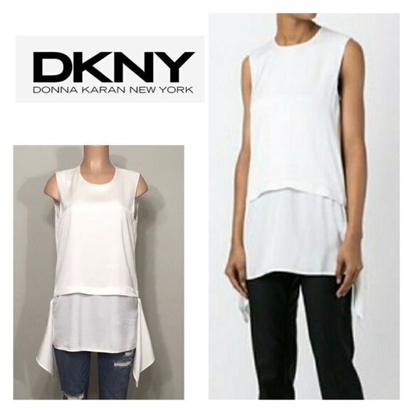 DKNY Ivory layered silk tank. NWT - Picture 1 of 10